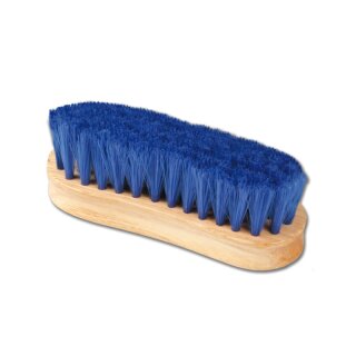 Soft synthetic bristles set in natural wood back.